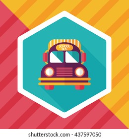 School Bus flat icon with long shadow,eps10