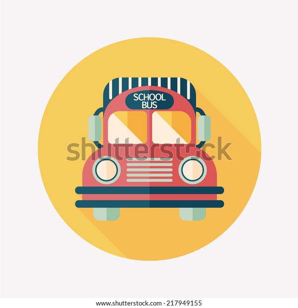 School Bus flat icon\
with long shadow,eps10