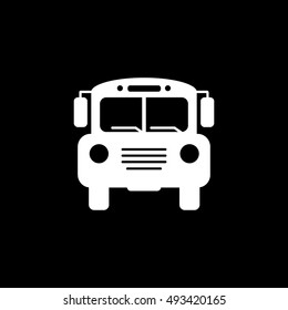 School Bus Flat Icon On Black Background