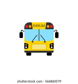 School bus flat icon, student transport, high school service vector graphics, a colorful solid pattern on a white background, eps 10.