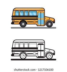School bus flat illustration. side views.