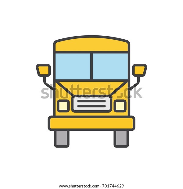 School bus flat line\
icon.