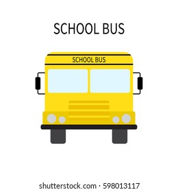 School bus in flat style. Front view. Vector illustration.