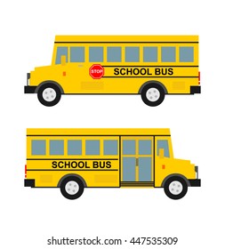 School Bus Flat Style Side View Stock Vector (Royalty Free) 447535309 ...