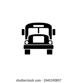 School Bus. Flat Vector Icon. Simple black symbol on white background