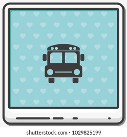 School bus front view flat vector icon.