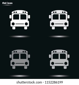 School bus front view flat grayscale vector icon.