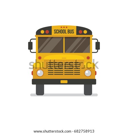 School bus front view flat illustration. Education icon isolated on white background