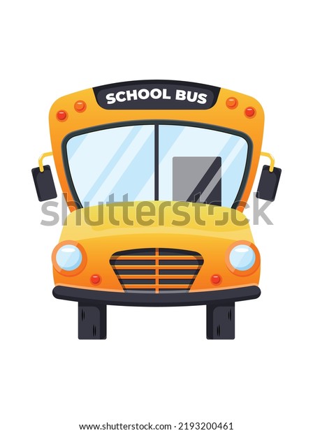 School bus front view flat illustration.\
Education icon isolated on white\
background\
\
