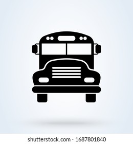 Schulbus-Vorderansicht Symbol. Schulbus für Schüler. Vektorillustration. 