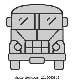 School bus front view - icon, illustration on white background, grey style