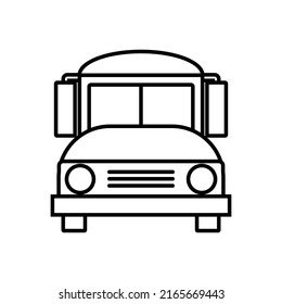School bus front view outline illustration vector isolated