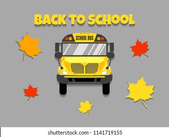 School bus front view vector illustration. Back to school illustration.