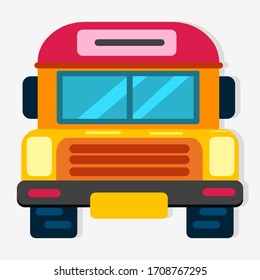 school bus front view vector illustration in flat style