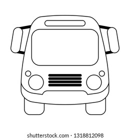 School bus frontview isolated black and white