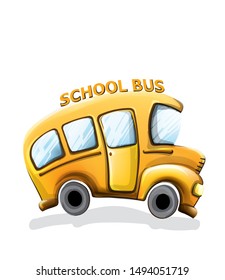 School bus funny cartoon Vector. Happy smilling back to school concept