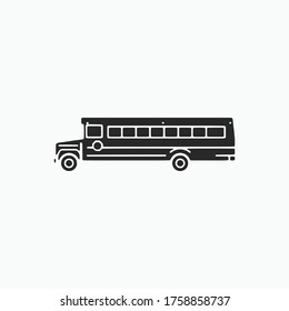 Icono de la ilusión del vector de glifos de los autobuses escolares