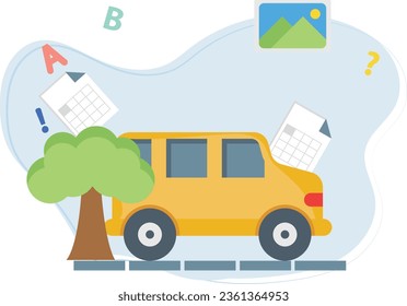 El autobús escolar va a llevar a los niños a la escuela.