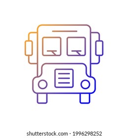 School bus gradient linear vector icon. Transportation for students. Automobile to drive pupils. Transit for kids. Thin line color symbols. Modern style pictogram. Vector isolated outline drawing
