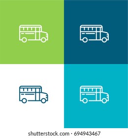 School bus green and blue material color minimal icon or logo design