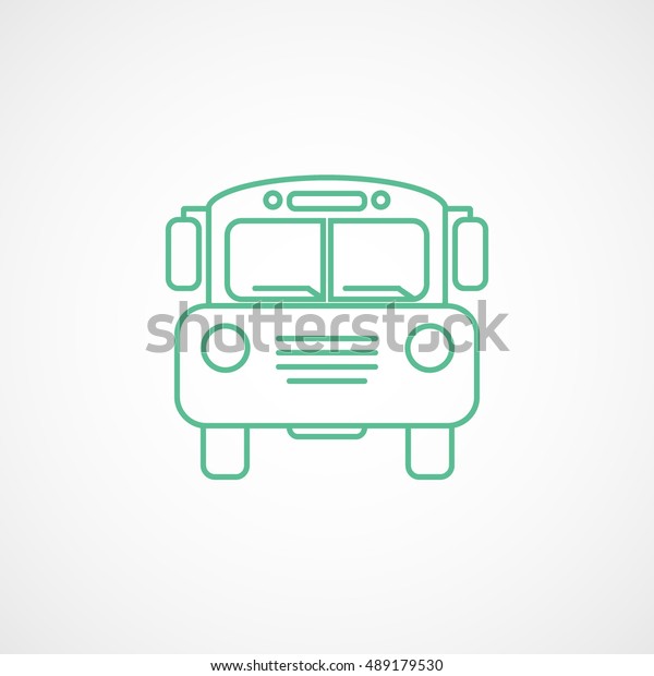 School Bus Green\
Line Icon On White\
Background