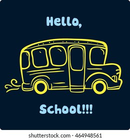 School bus hand drawn illustration.Cartoon vector icon.Clip art for design.
