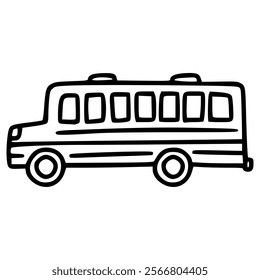 school bus hand drawn outline illustration