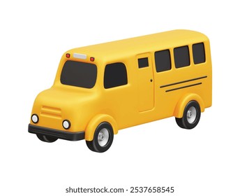 Icono de autobús escolar Ilustración de representación 3d
