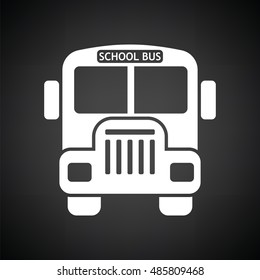 School bus icon. Black background with white. Vector illustration.