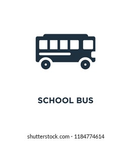 School bus icon. Black filled vector illustration. School bus symbol on white background. Can be used in web and mobile.