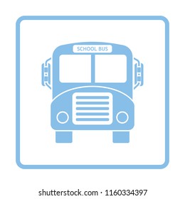 School bus icon. Blue frame design. Vector illustration.