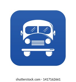 School bus icon blue vector isolated on white background