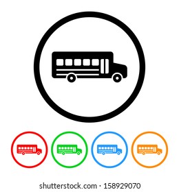 School Bus Icon with Color Variations