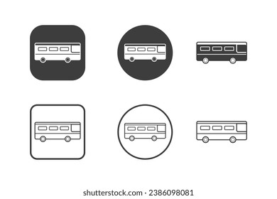School bus icon design 6 variations. Isolated on white background.