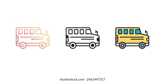Diseño de icono de autobús escolar con fondo blanco ilustración de stock