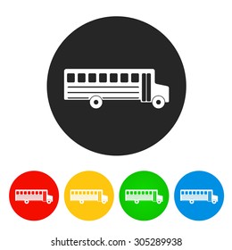 School bus icon in different colors