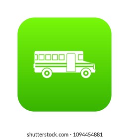 School bus icon digital green for any design isolated on white vector illustration