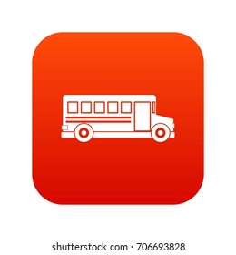 School bus icon digital red for any design isolated on white vector illustration