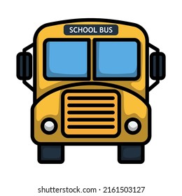 Icono de bus escolar. Contorno de negrita editable con diseño de relleno de color. Ilustración vectorial.