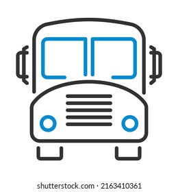 School Bus Icon. Editable Bold Outline With Color Fill Design. Vector Illustration.