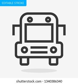 School Bus Icon Editable Stroke Pixel Perfect Vector