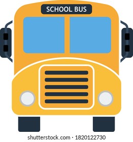 School Bus Icon. Flat Color Design. Vector Illustration.