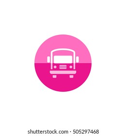 School bus icon in flat color circle style. Vehicle accommodation