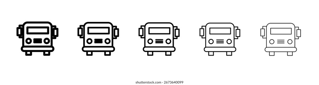 Icono de autobús escolar conjunto de ilustración plana logo