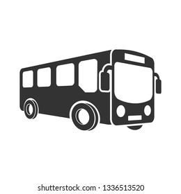 School bus icon in flat style. Autobus vector illustration on white isolated background. Coach transport business concept.