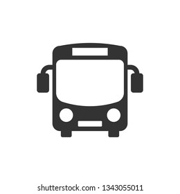 School bus icon in flat style. Autobus vector illustration on white isolated background. Coach transport business concept.