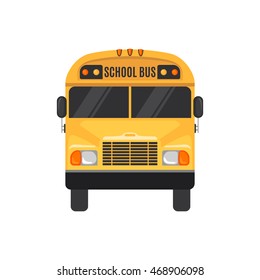 School Bus Icon in flat style on white background. Vector illustration