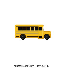 School bus icon in flat style. Vector simple illustration on white background.