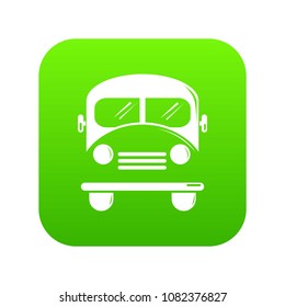 School bus icon green vector isolated on white background
