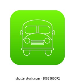 School bus icon green vector isolated on white background